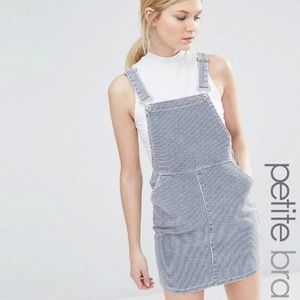 New Look Petite Striped Pinafore Overall Dress